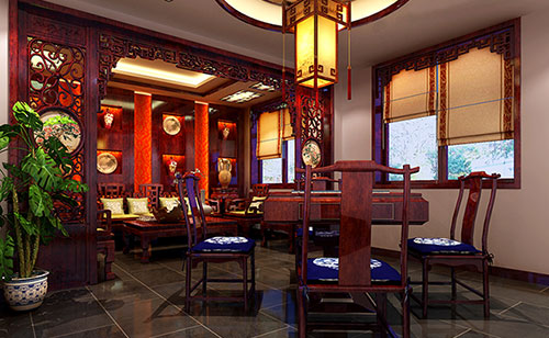 黄陵古典中式风格茶楼包间设计装修效果图